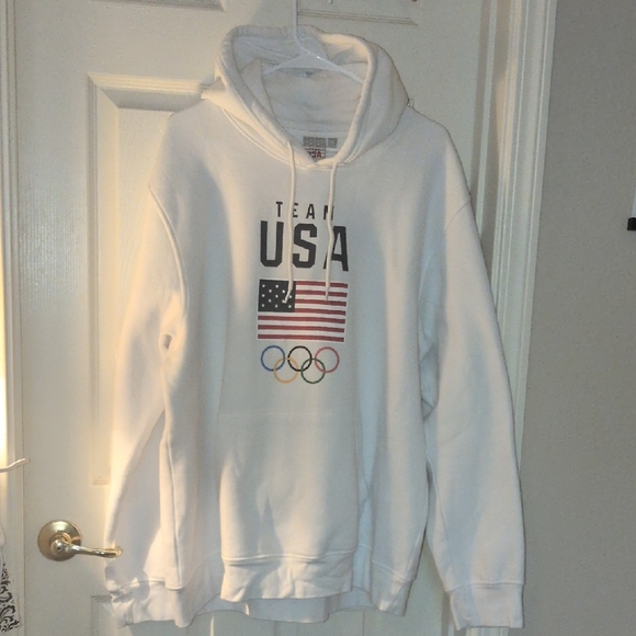 Team USA White Hoodie with Flag and Olympic Rings Size XXL With Front pocket - Picture 1 of 10